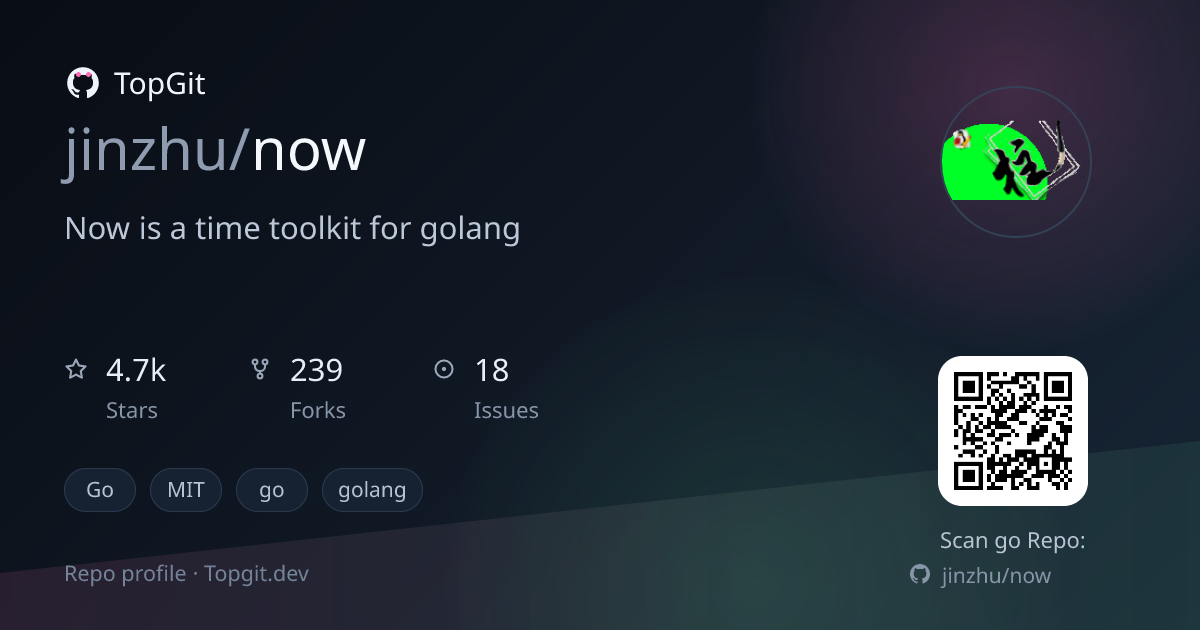 TopGit repo profile image for jinzhu/now