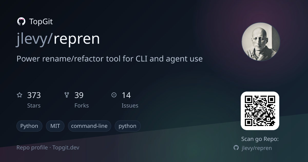 TopGit repo profile image for jlevy/repren