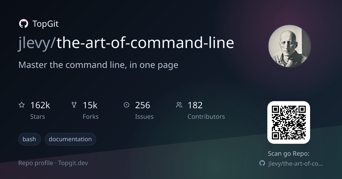 TopGit repo profile image for jlevy/the-art-of-command-line