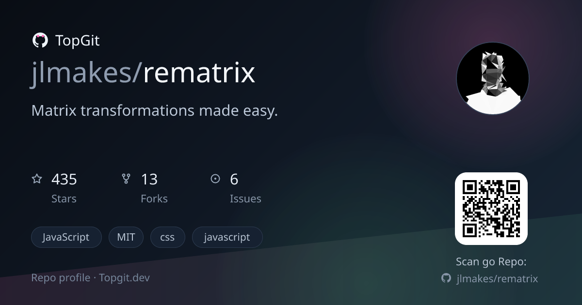 TopGit repo profile image for jlmakes/rematrix