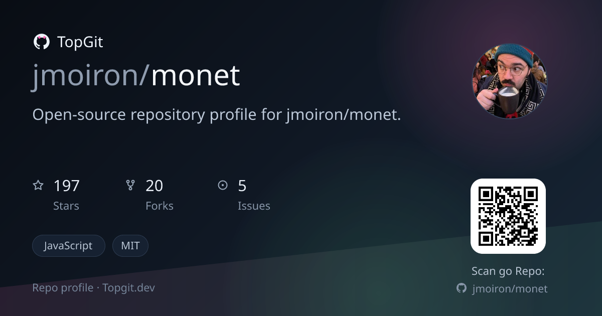 TopGit repo profile image for jmoiron/monet