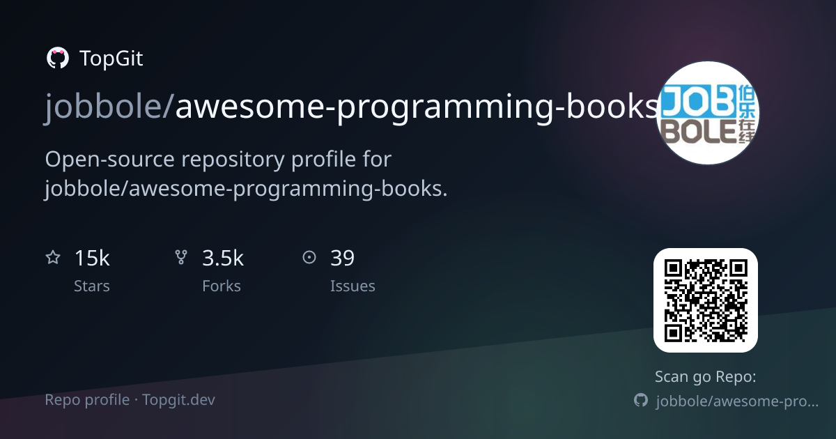 TopGit repo profile image for jobbole/awesome-programming-books