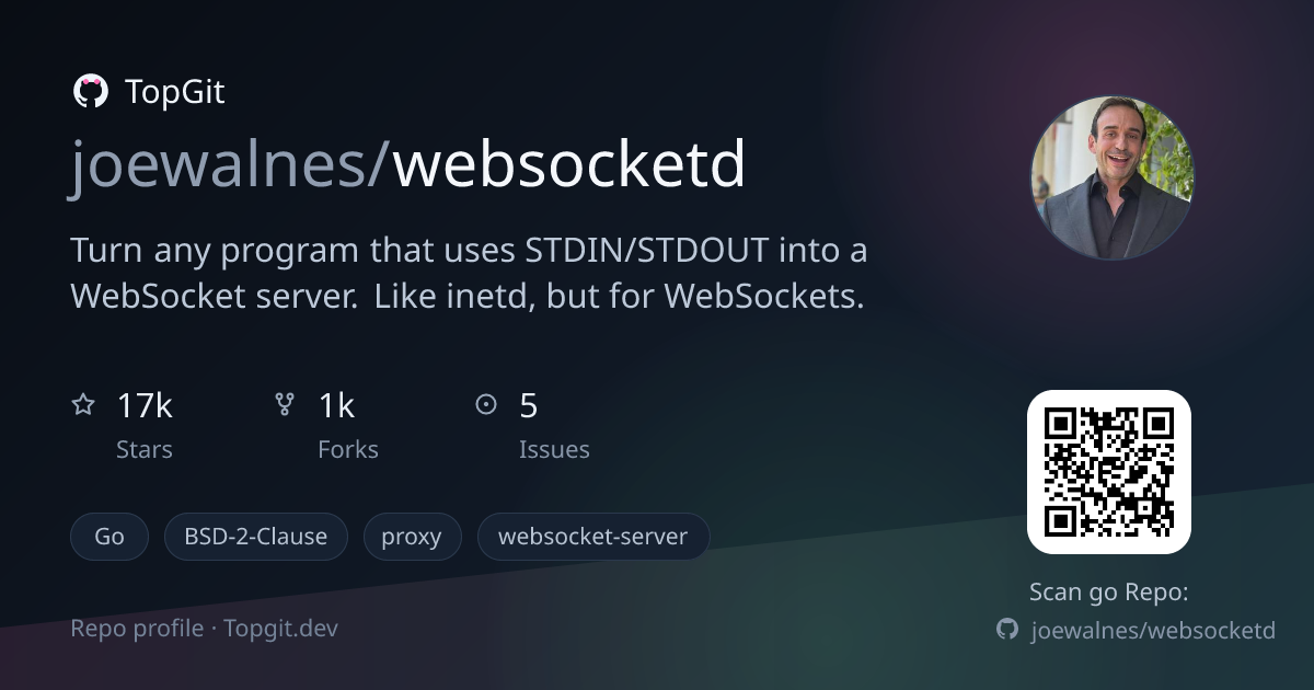 TopGit repo profile image for joewalnes/websocketd