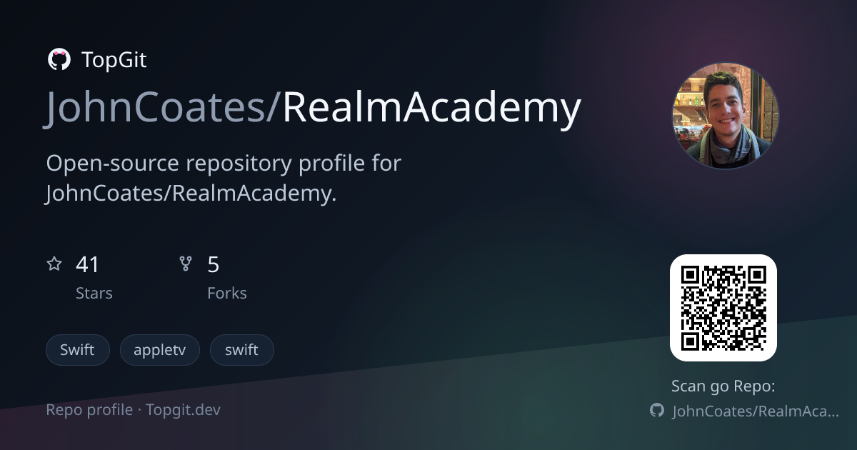 TopGit repo profile image for JohnCoates/RealmAcademy