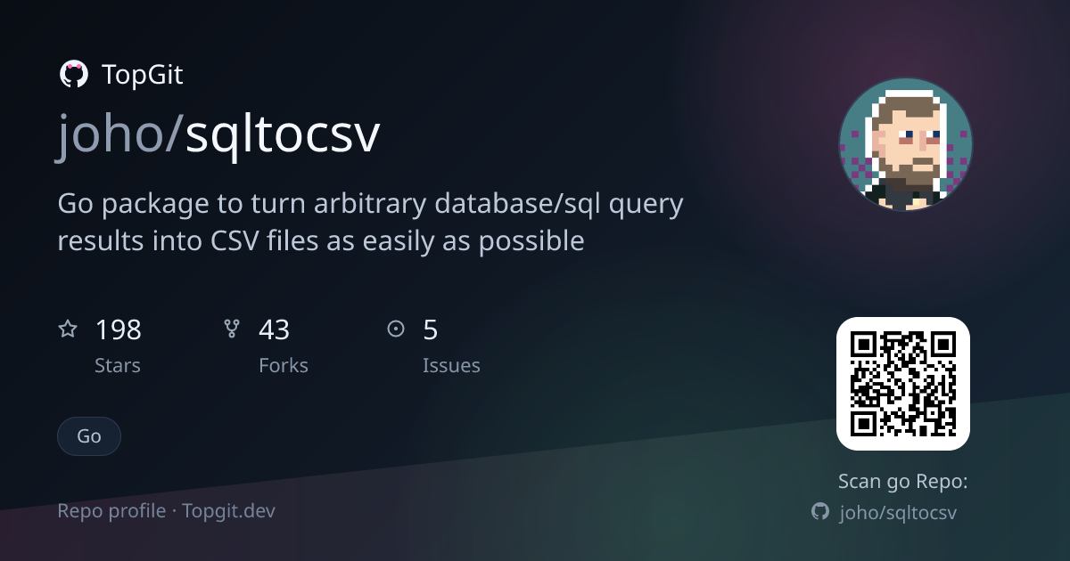 TopGit repo profile image for joho/sqltocsv
