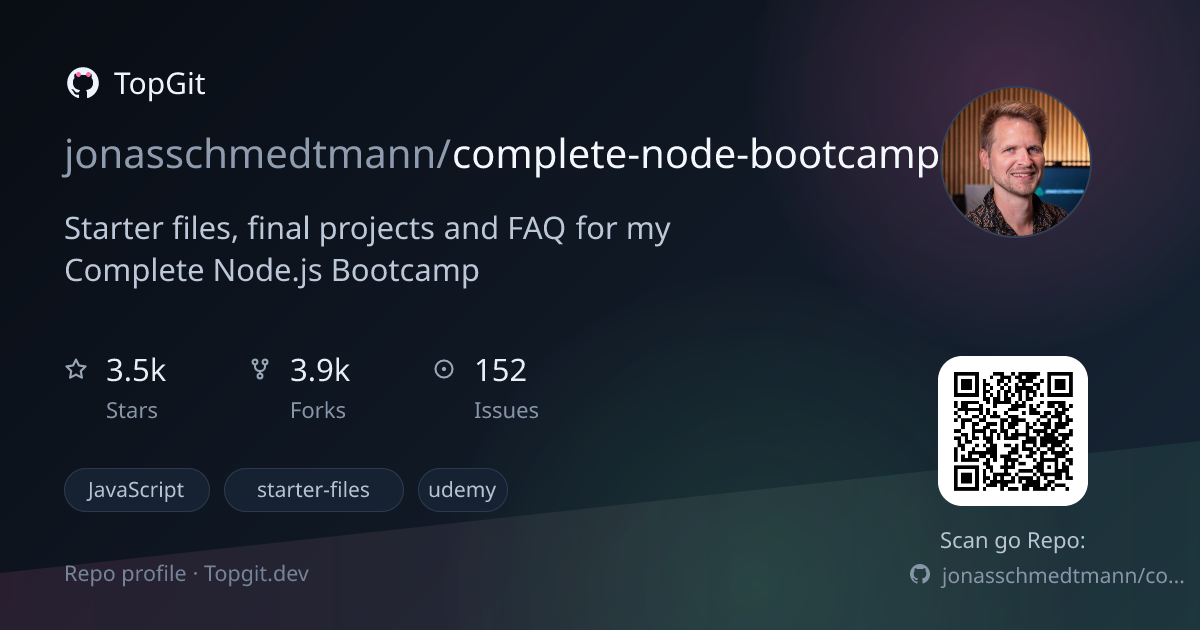 TopGit repo profile image for jonasschmedtmann/complete-node-bootcamp