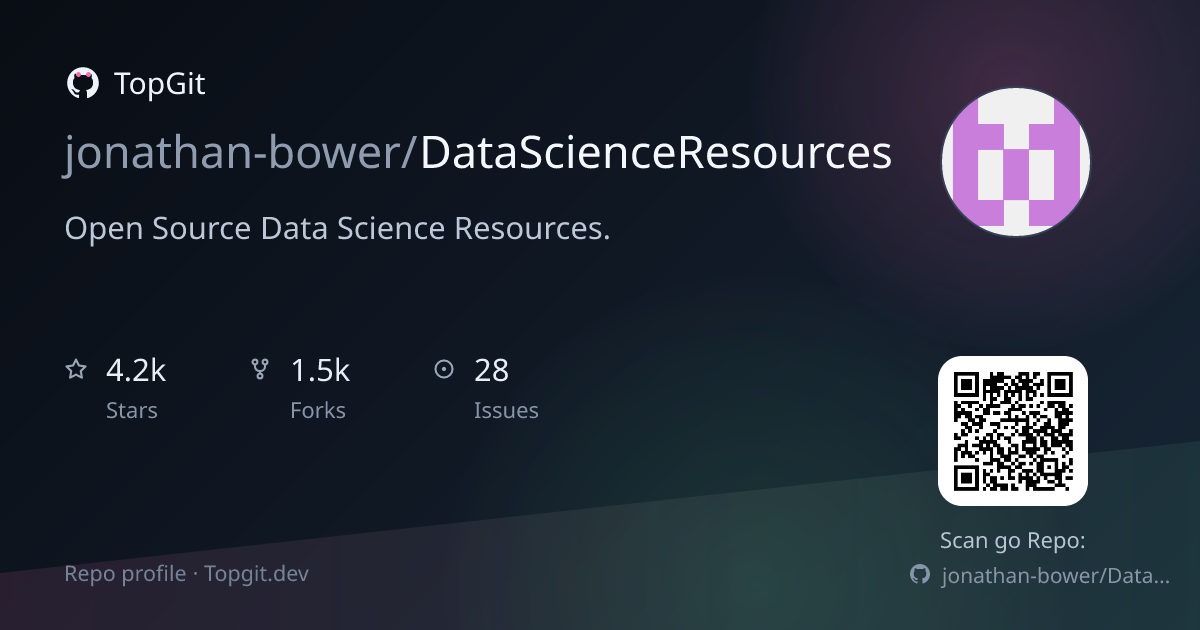 TopGit repo profile image for jonathan-bower/DataScienceResources