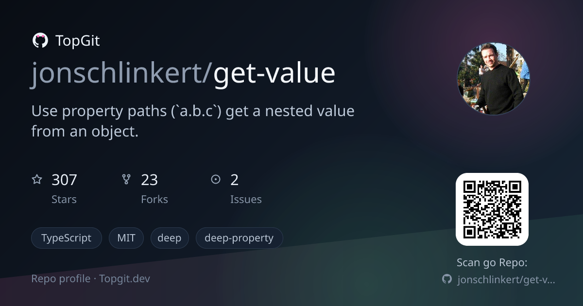 TopGit repo profile image for jonschlinkert/get-value