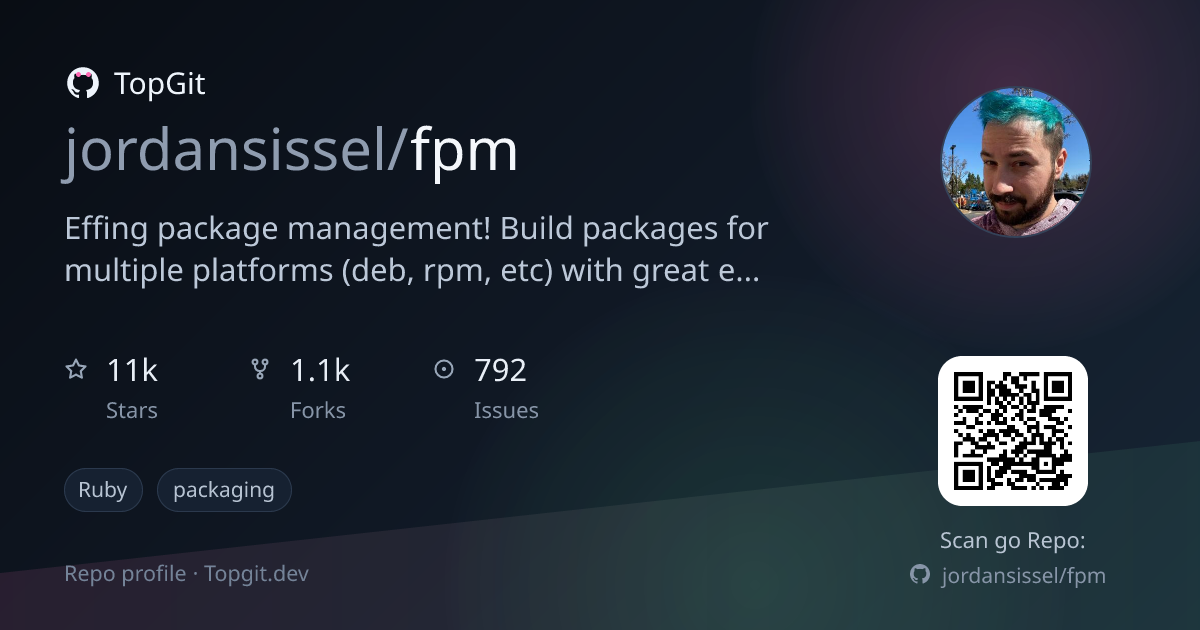 TopGit repo profile image for jordansissel/fpm