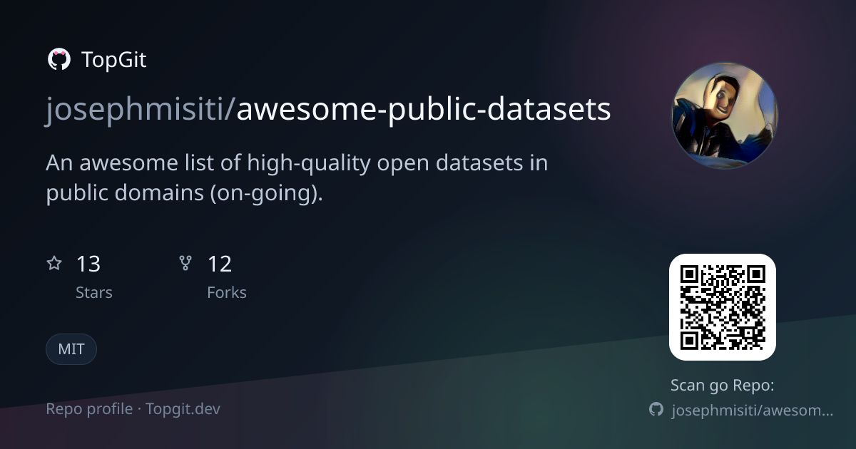 TopGit repo profile image for josephmisiti/awesome-public-datasets