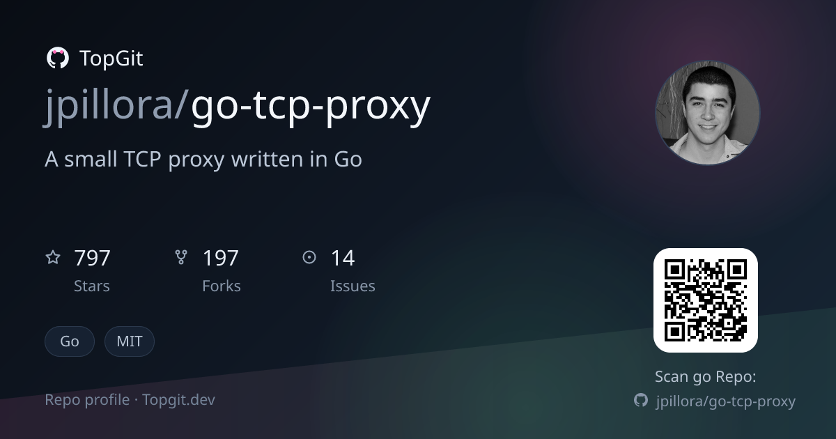 TopGit repo profile image for jpillora/go-tcp-proxy