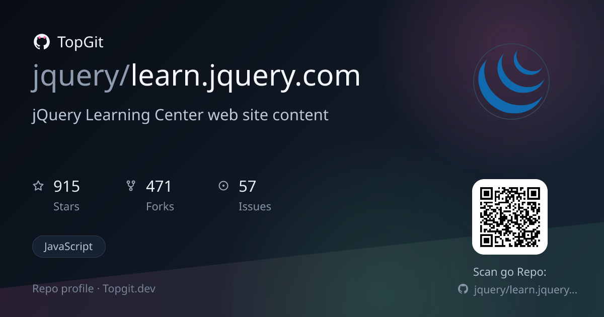 TopGit repo profile image for jquery/learn.jquery.com