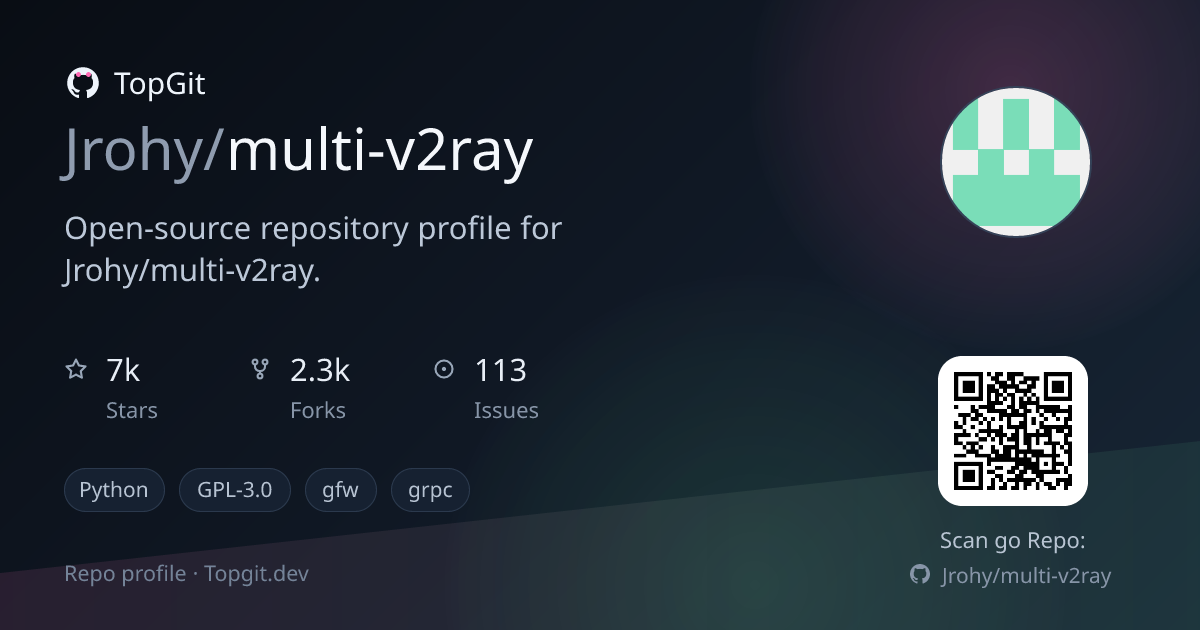 TopGit repo profile image for Jrohy/multi-v2ray