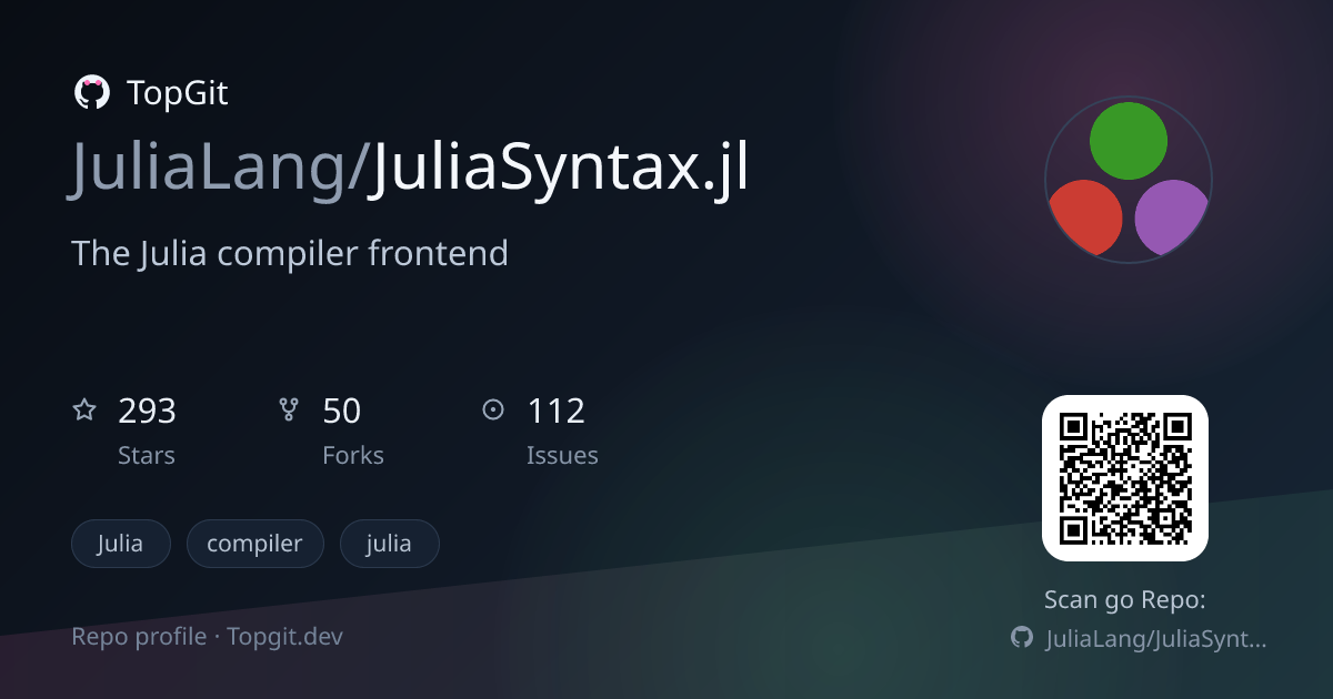 TopGit repo profile image for JuliaLang/JuliaSyntax.jl