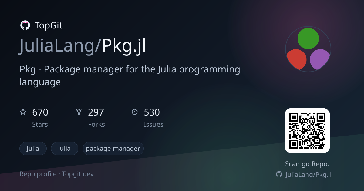 TopGit repo profile image for JuliaLang/Pkg.jl