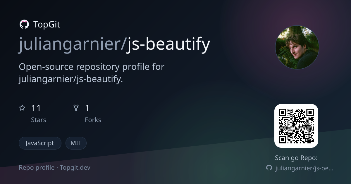 TopGit repo profile image for juliangarnier/js-beautify