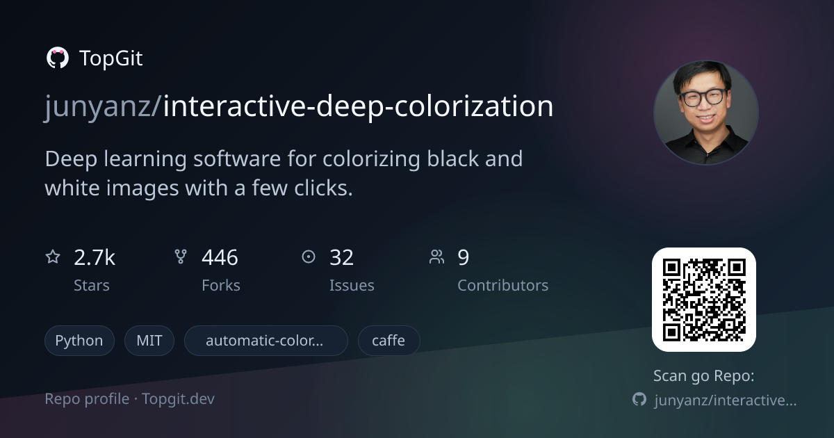 TopGit repo profile image for junyanz/interactive-deep-colorization