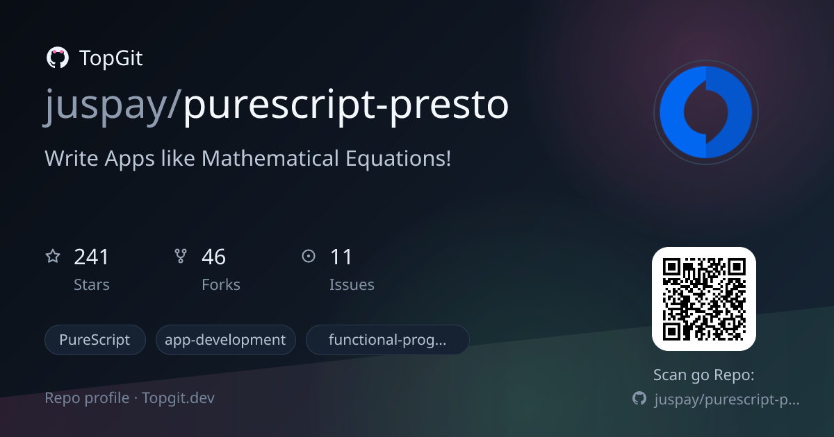 TopGit repo profile image for juspay/purescript-presto