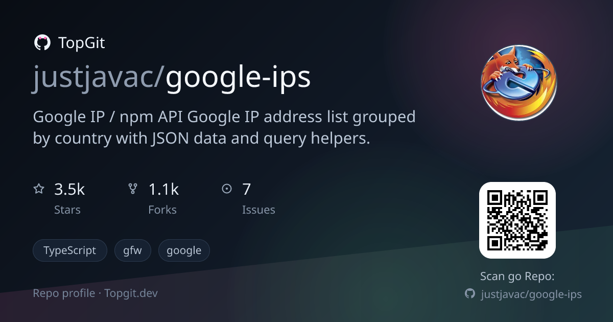 TopGit repo profile image for justjavac/google-ips