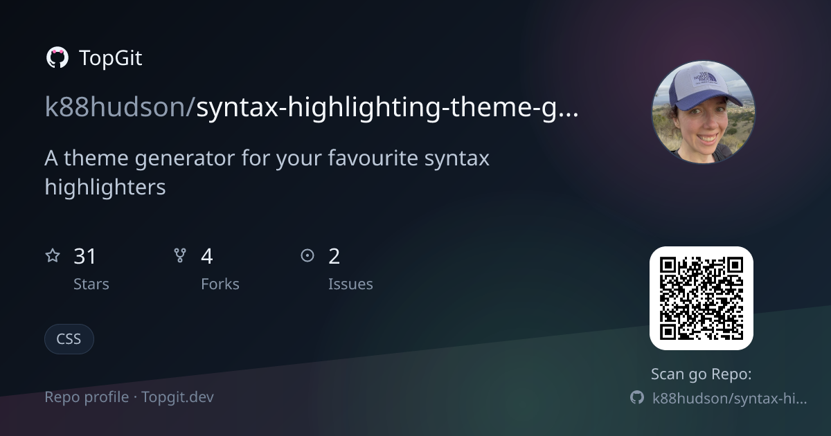 TopGit repo profile image for k88hudson/syntax-highlighting-theme-generator