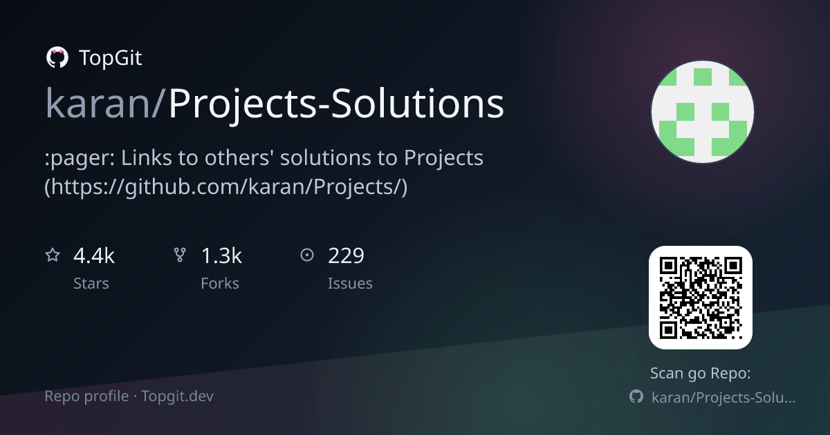 TopGit repo profile image for karan/Projects-Solutions