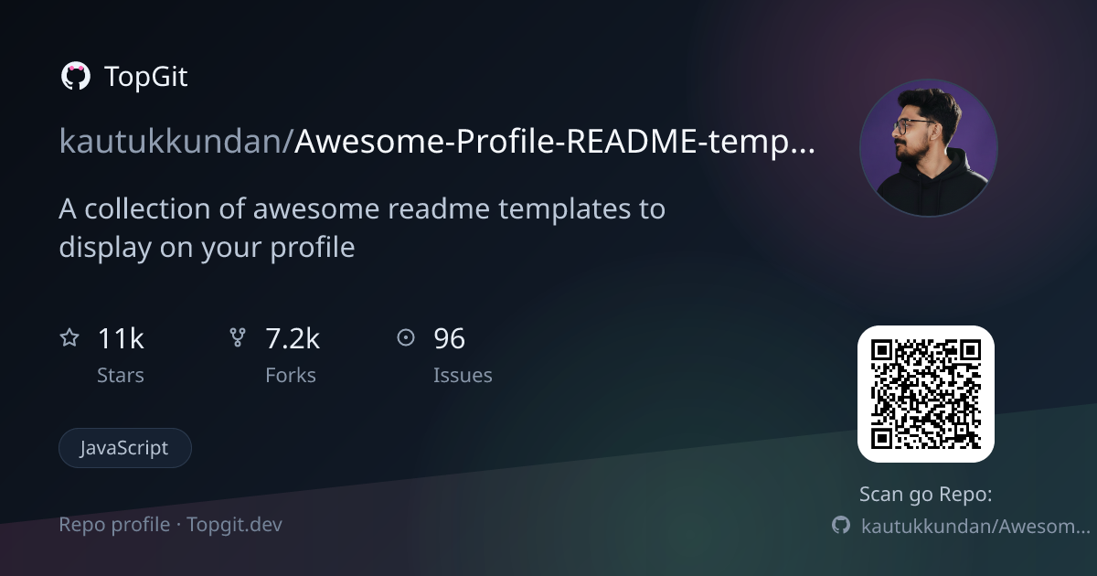 TopGit repo profile image for kautukkundan/Awesome-Profile-README-templates