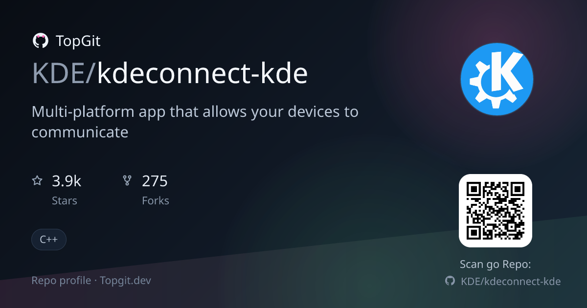 TopGit repo profile image for KDE/kdeconnect-kde