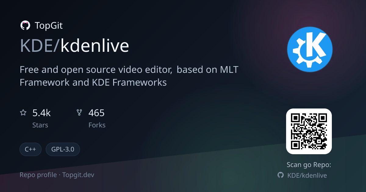 TopGit repo profile image for KDE/kdenlive