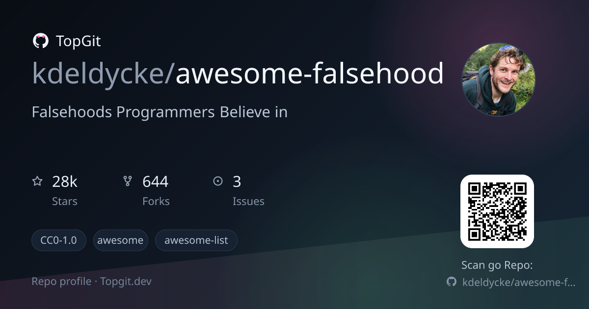 TopGit repo profile image for kdeldycke/awesome-falsehood