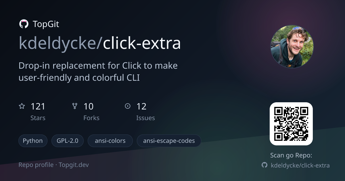 TopGit repo profile image for kdeldycke/click-extra