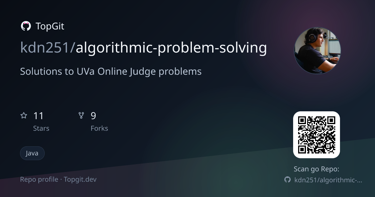 TopGit repo profile image for kdn251/algorithmic-problem-solving