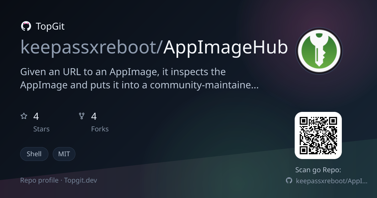 TopGit repo profile image for keepassxreboot/AppImageHub