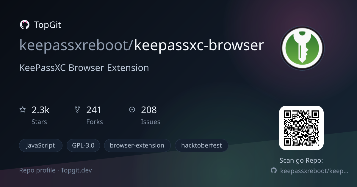 TopGit repo profile image for keepassxreboot/keepassxc-browser