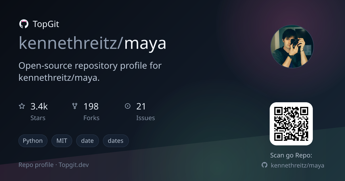 TopGit repo profile image for kennethreitz/maya
