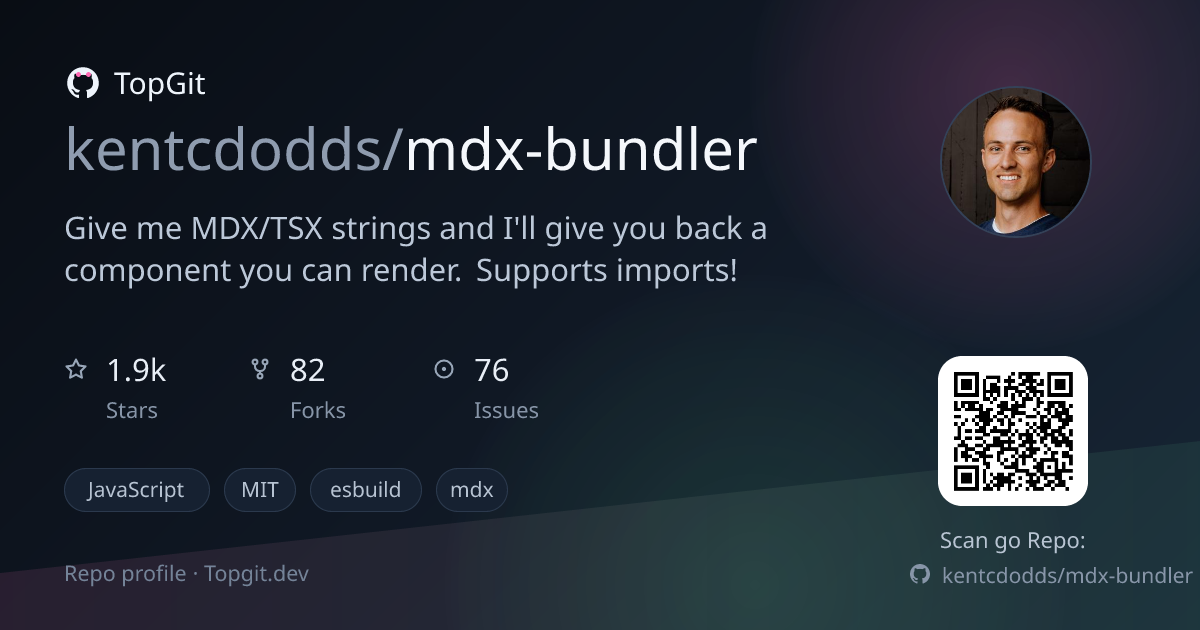 TopGit repo profile image for kentcdodds/mdx-bundler