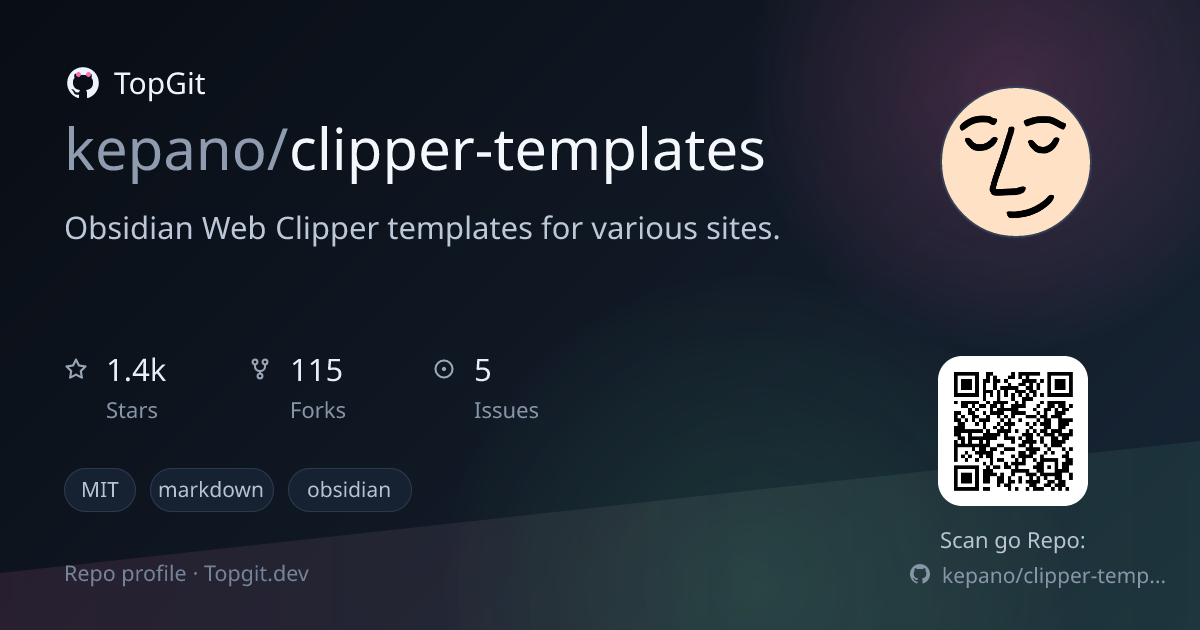 TopGit repo profile image for kepano/clipper-templates