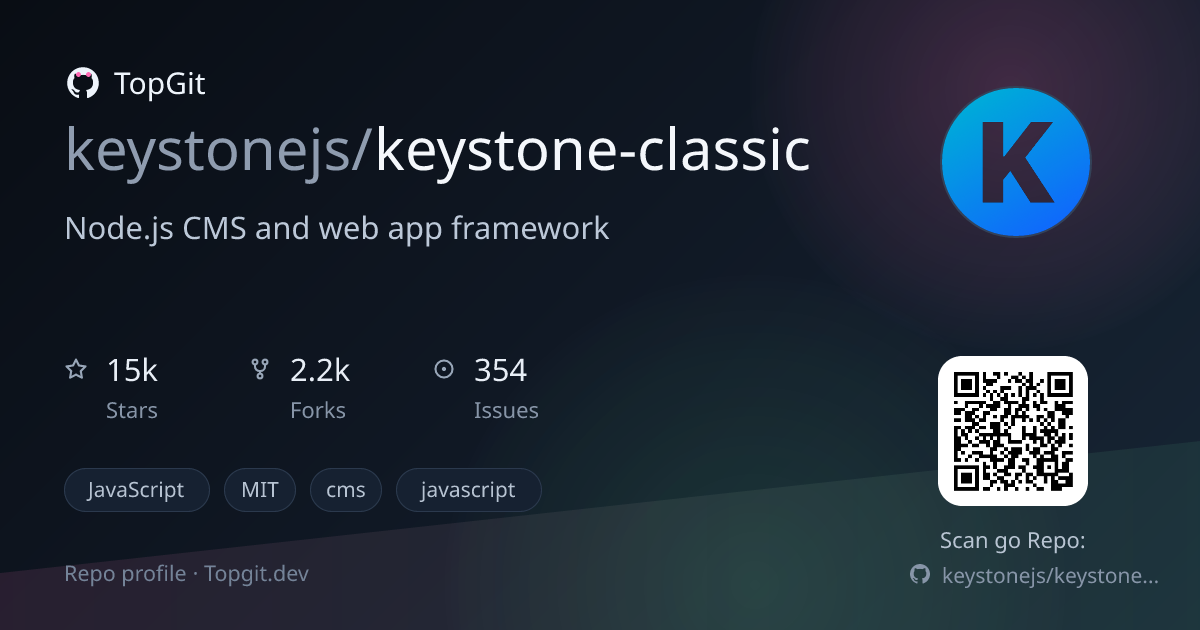 TopGit repo profile image for keystonejs/keystone-classic