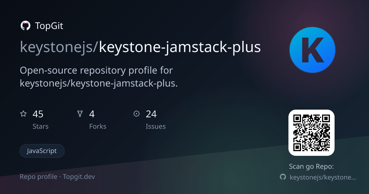 TopGit repo profile image for keystonejs/keystone-jamstack-plus