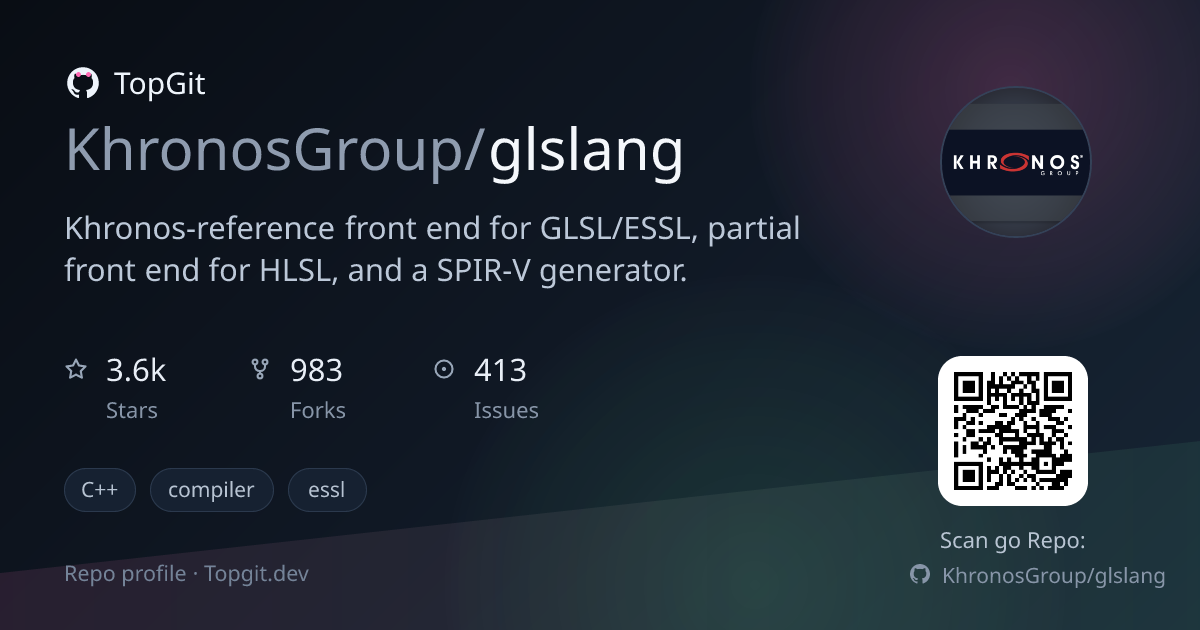 TopGit repo profile image for KhronosGroup/glslang
