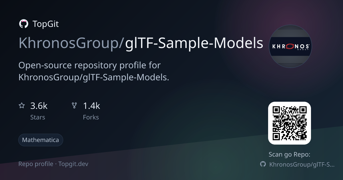 TopGit repo profile image for KhronosGroup/glTF-Sample-Models