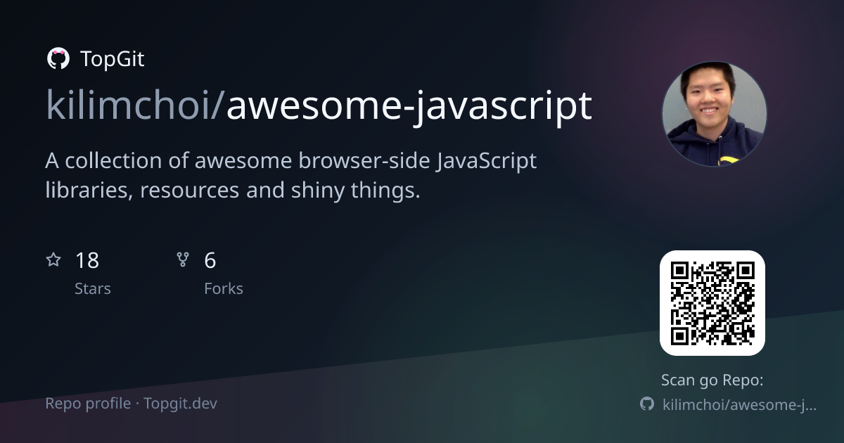 TopGit repo profile image for kilimchoi/awesome-javascript
