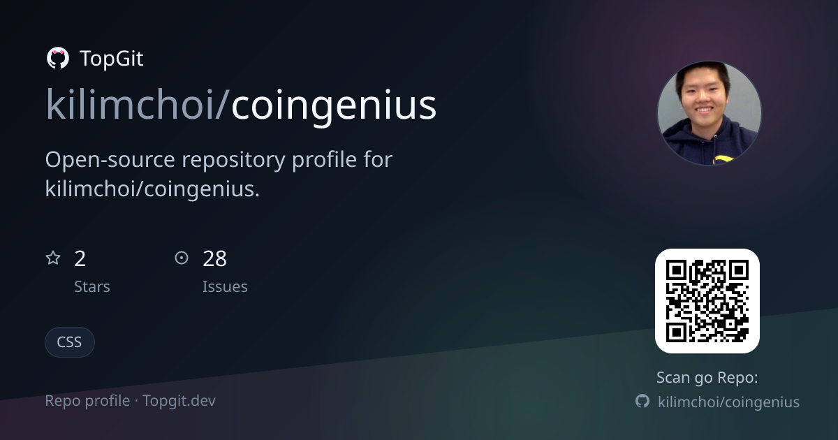TopGit repo profile image for kilimchoi/coingenius