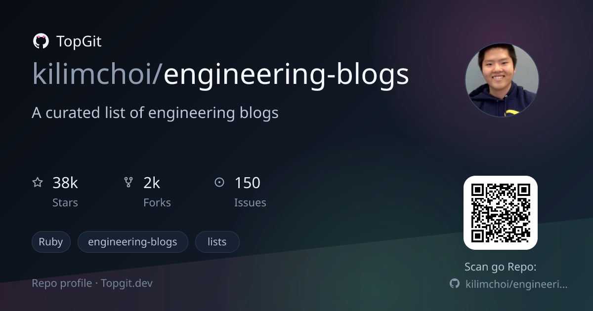 TopGit repo profile image for kilimchoi/engineering-blogs