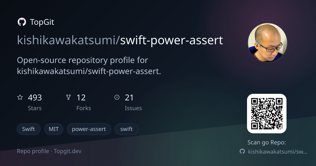 TopGit repo profile image for kishikawakatsumi/swift-power-assert