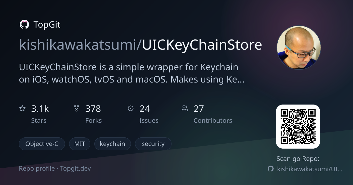 TopGit repo profile image for kishikawakatsumi/UICKeyChainStore