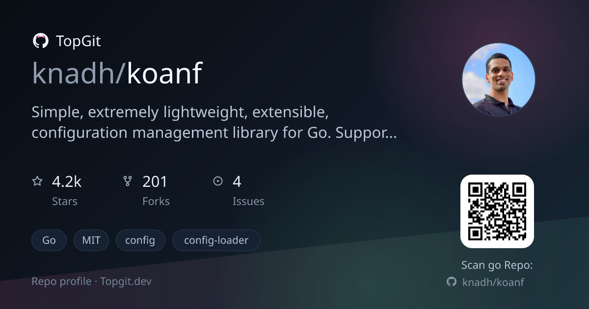 TopGit repo profile image for knadh/koanf