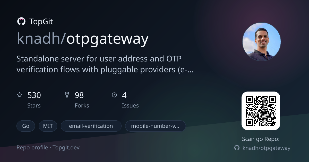 TopGit repo profile image for knadh/otpgateway