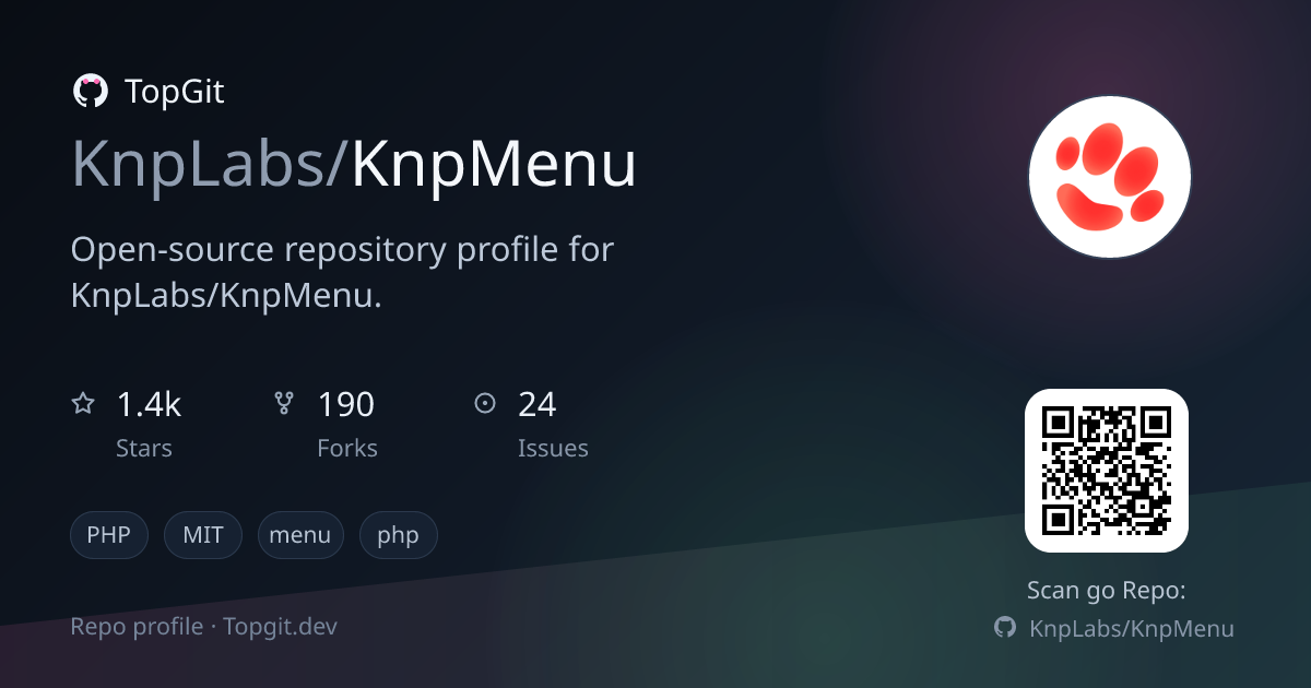 TopGit repo profile image for KnpLabs/KnpMenu