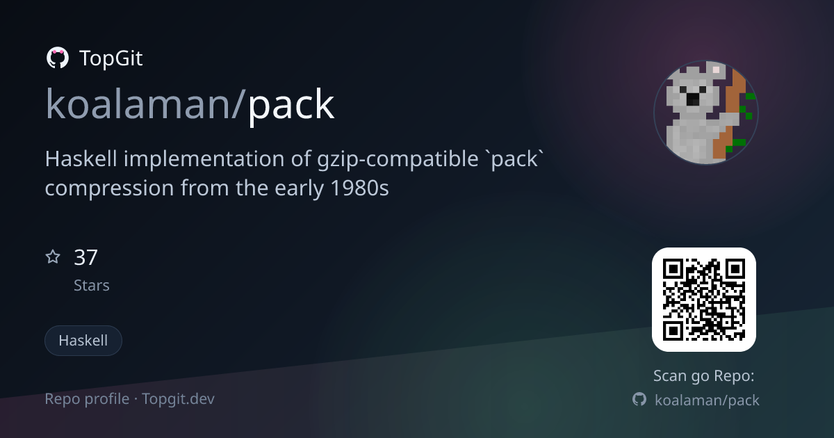 TopGit repo profile image for koalaman/pack