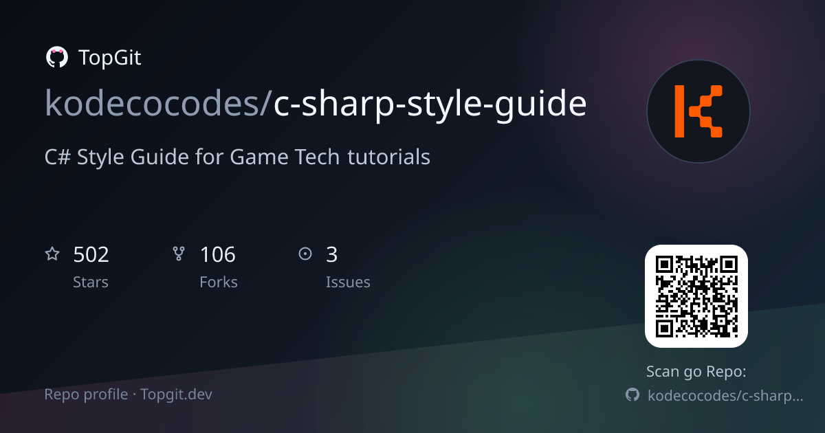 TopGit repo profile image for kodecocodes/c-sharp-style-guide